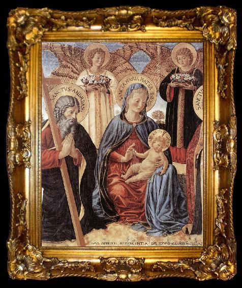 framed  GOZZOLI, Benozzo Madonna and Child between Sts Andrew and Prosper (detail) fg, ta009-2